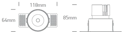 12W LED užglaistomas šviestuvas, žalvario sp., 3000/3500/4000K, 10112BTR/BS/V