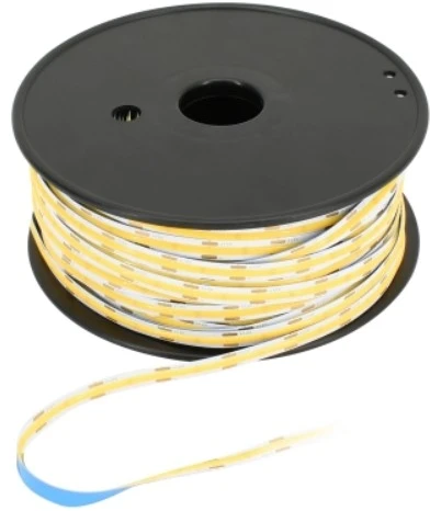 Bemko 12W/m COB LED juosta PREMIUM, 12V, 480LED/m, 3000K, IP20, 50m ritė