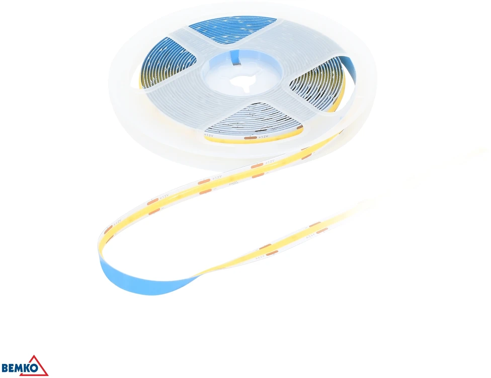 Bemko 12W/m LED COB juosta PREMIUM, 12V, 6500K, 5m ritė
