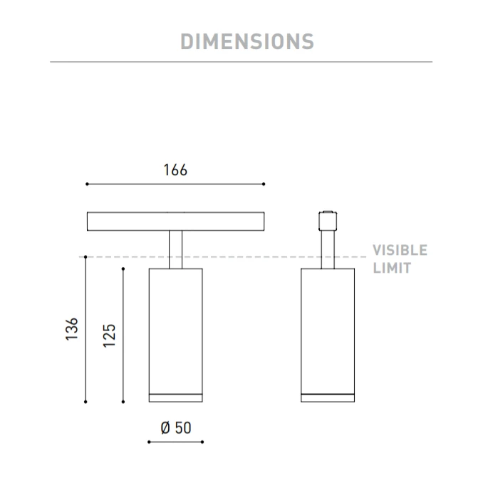 12W šviestuvas į magnetines sistemas FIT 50 48V, 2700K, DALI, juodas