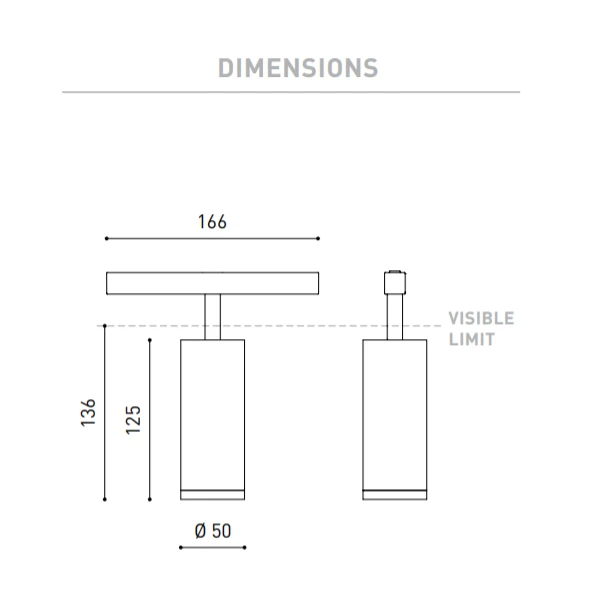 Sieninis šviestuvas 12W šviestuvas į magnetines sistemas FIT 50 48V, 3000K, juodas