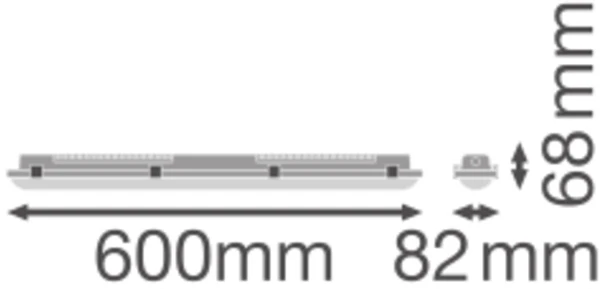 13/11/9/7W LED linijinis šviestuvas DP 600, pilkas, 4000K, IP66, 110°