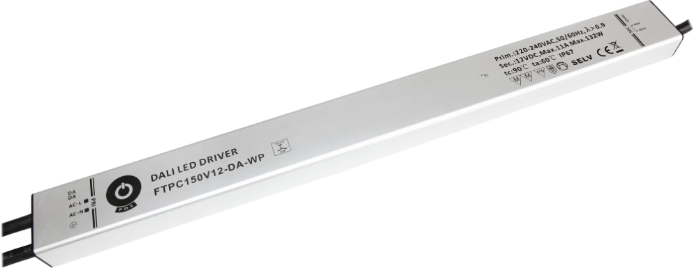 132W LED maitinimo šaltinis POS, 12V, IP67, DALI/PUSH