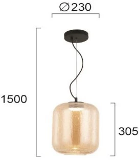 13W LED pakabinamas šviestuvas KIVA, juodu korpusu/gintaro sp. stiklas, 3000K, 4318602