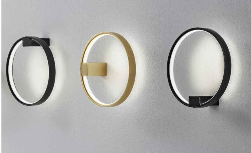 13W LED sieninis šviestuvas CIRCLE WALL, aukso sp., 3000K
