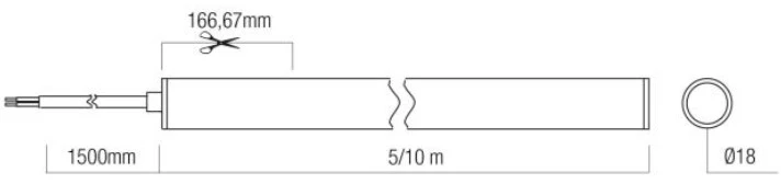 14,4W/m LED šviečiantis kabelis XLOOP 18MM, 3000K, 336LED/m, 48V, IP65, 5 metrų ritė