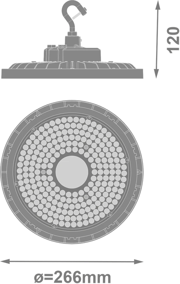 145W LED UFO šviestuvas HB V, juodas, 4000K, 60°