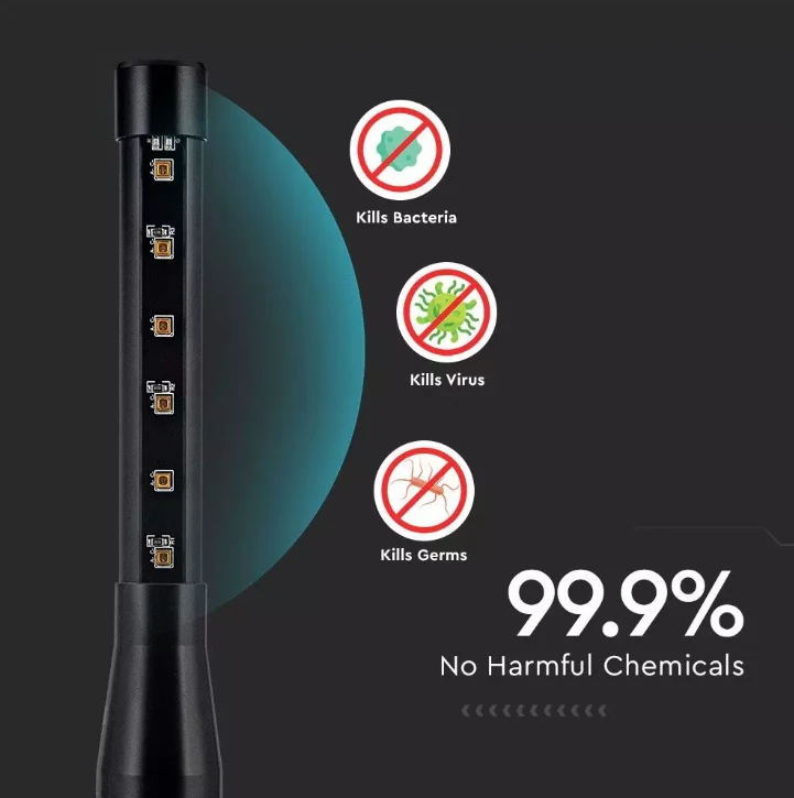 14W antibakterinė UV lempa, nešiojama, juoda