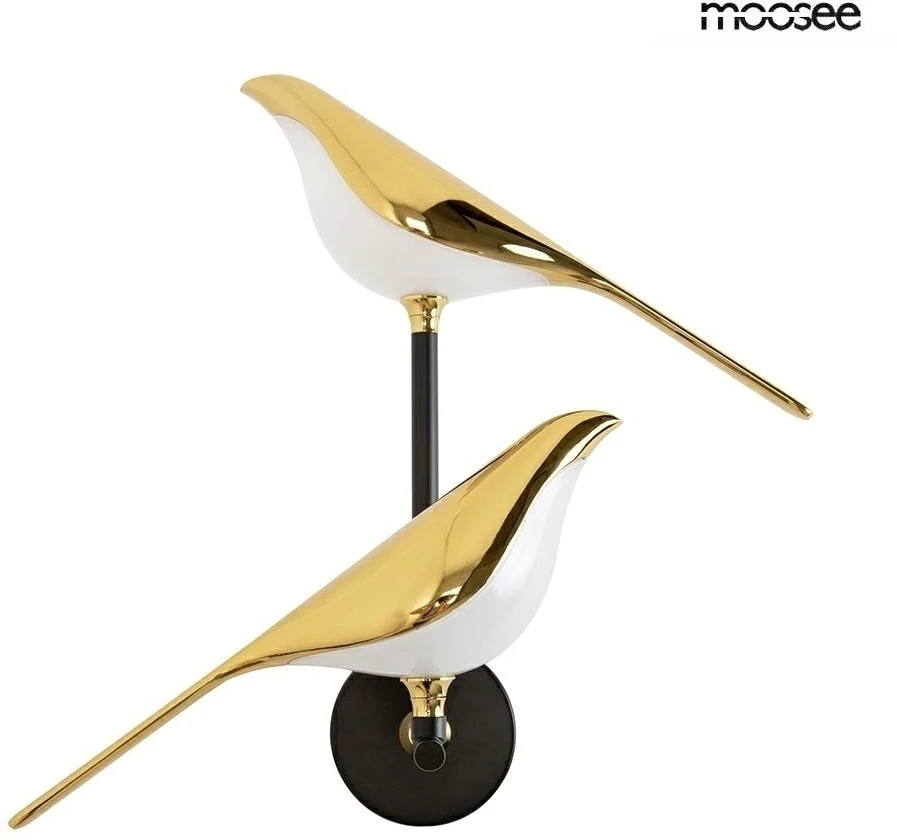 14W LED sieninis šviestuvas BIRD TWIN, aukso/juodos sp., 3000K