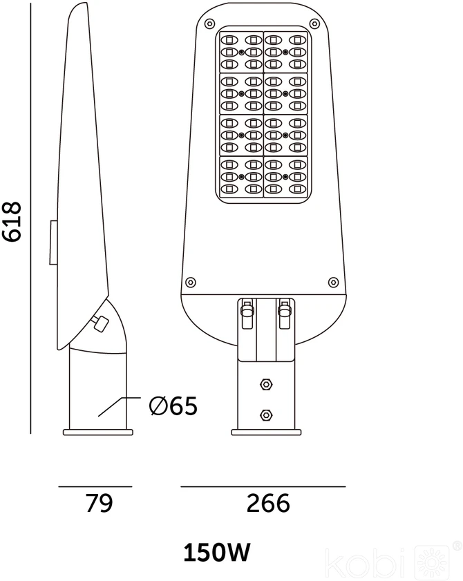 150W LED gatvės šviestuvas ULTIMATE STREET, pilkas, 4000K, IP66, dimeriuojamas