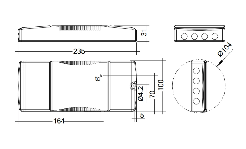 150W maitinimo šaltinis TRIDONIC DC-STR magnetinėms sistemoms INSIGHT, dimeriuojamas