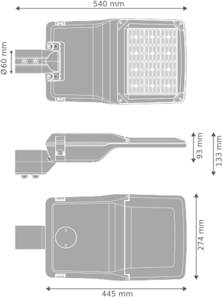 155W LED gatvės šviestuvas STREETLIGHT COMPACT, šviesaus aliuminio sp., 3000K, 59° x 143°