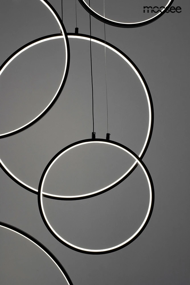 156W LED pakabinamas šviestuvas CIRCULO SIX, juodas, 3000K