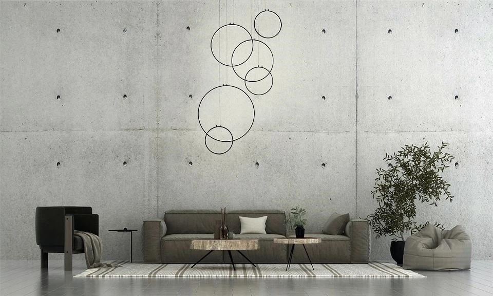 156W LED pakabinamas šviestuvas CIRCULO SIX, juodas, 3000K