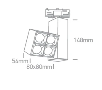 15W COB LED bėgelio šviestuvas MIRROR SQUARE, 3000K, baltas, 65406BT/W/W