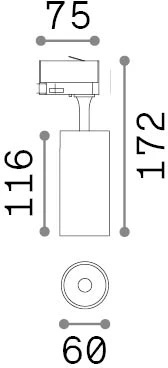 15W LED akcentinis šviestuvas į 3 fazių bėgelius FOX, baltas, 2700K, 340883