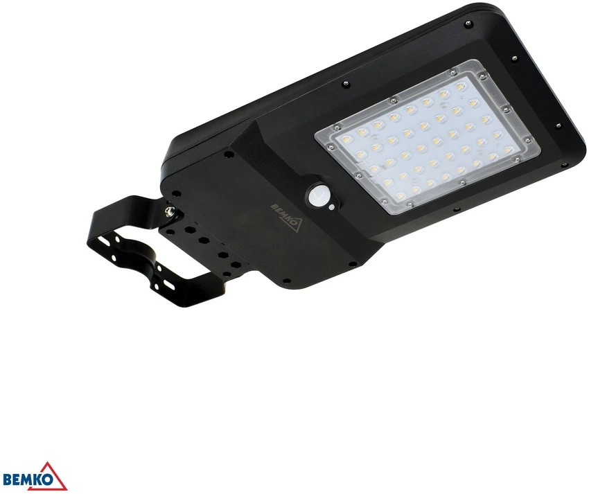 Bemko 15W LED gatvės šviestuvas su saulės baterija ir judesio davikliu, juodas, 4000K, IP65