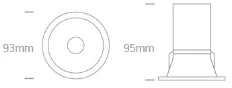 15W LED įleidžiamas šviestuvas, baltas, 3000/4000/5000K, 50°, 10115D/W/V
