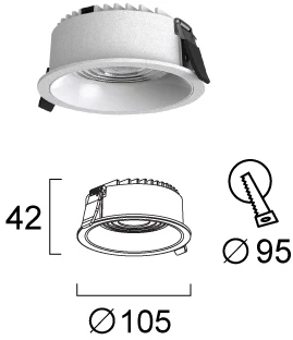 15W LED įleidžiamas šviestuvas LUIGI, baltas, 3000/4000/6500K, 4335000