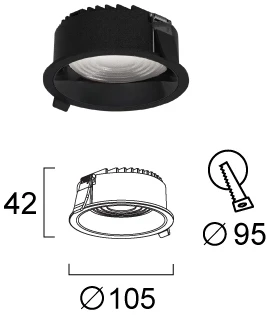 15W LED įleidžiamas šviestuvas LUIGI, juodas, 3000/4000/6500K, 4335001