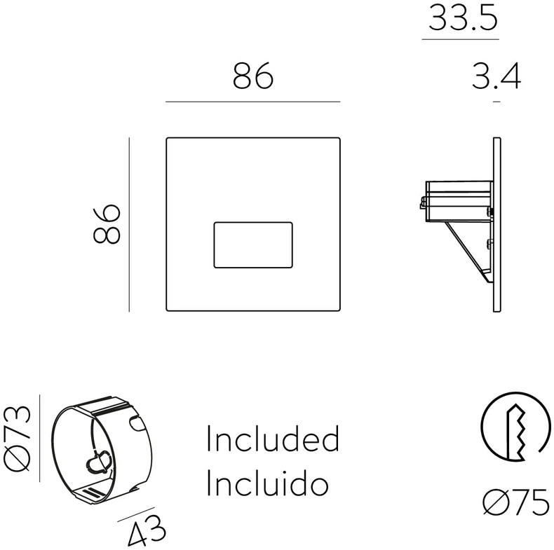 1,5W LED įleidžiamo montavimo sieninis šviestuvas SIGN, juodas, 2700/3000/4000K, E4037070NL