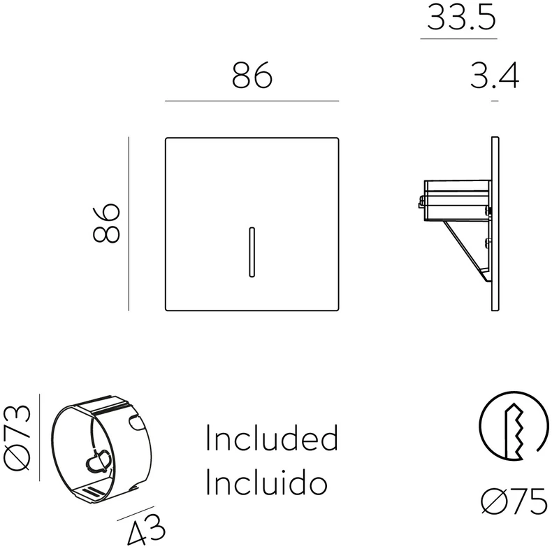 1,5W LED įleidžiamo montavimo sieninis šviestuvas SIGN, juodas, 2700/3000/4000K, E4037270NL