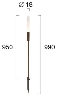 1,5W LED įsmeigiamas lauko šviestuvas STICK, rūdžių sp., 3000K, IP65, 95cm, 24V, 4320700