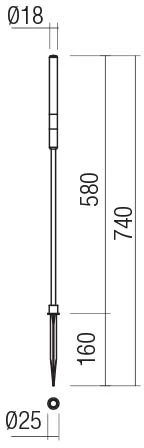 1,5W LED įsmeigiamas lauko šviestuvas TORCH, rūdžių sp., 3000K, IP65, 90443
