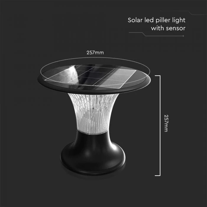 V-tac 15W LED pastatomas lauko šviestuvas su saulės baterija ir judesio davikliu, juodas, 4000/6000K, IP65
