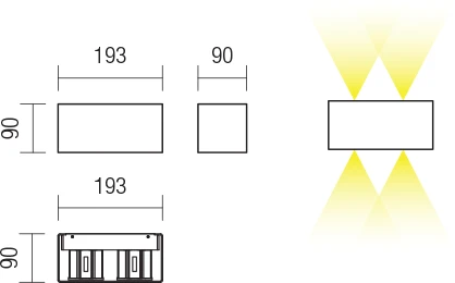 15W LED sieninis šviestuvas AMPLITUDE, juodas, 3000K, šviečia į viršų ir į apačią, reguliuojamas šviesos kampas, 01-2810