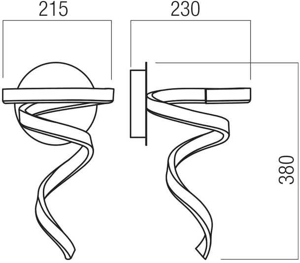 15W LED sieninis šviestuvas SCROLL, matinės bronzos sp., 3000/4000/6000K, dimeriuojamas, 01-4005