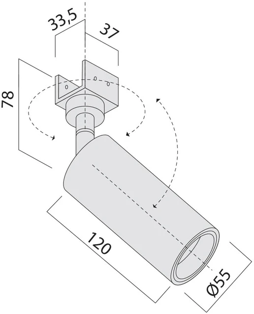 15W LED šviestuvas, montuojamas į XFORT bėgelį, 48V, juodas, 3000K, IP65, 55mm, dimeriuojamas, FRT32WW SP SBK