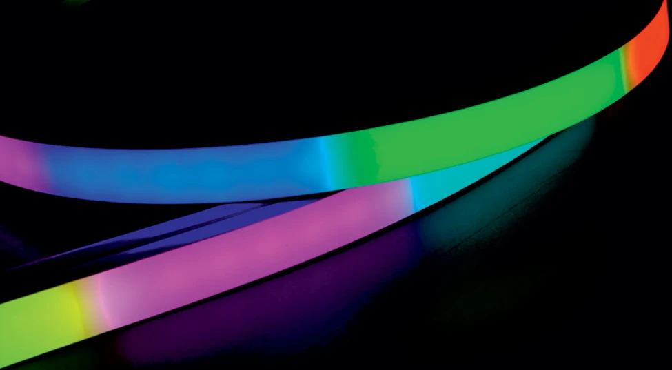 15W/m LED skaitmeninė NEON juosta, 24V, 70LEDs/m, 3000K/RGB, IP67, 5m ritė, LS76