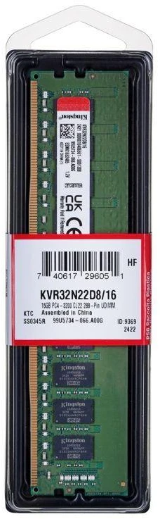 Kingston Technology ValueRAM KVR32N22D8/16 atminties modulis 16 GB 1 x 16 GB DDR4 3200 MHz