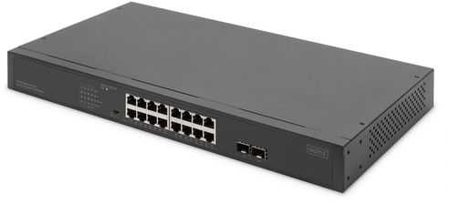 Šakotuvas Digitus 16-PORT GBIT SWITCH 19ZOLL UNMA - 2-PORT GBIT SFP UNMA POE SWITCH