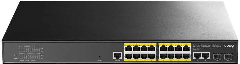 Šakotuvas Valdomas komutatorius - Cudy GS2018PS2 L2 Gigabit PoE 16 Prievadų Juodas