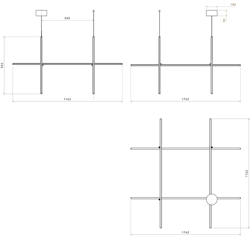 161W LED pakabinamas šviestuvas COORDINATES S4, šampano sp., 2700K, dimeriuojamas