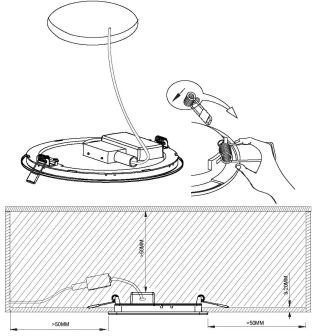 16,5W LED įleidžiama panelė FUEVA, balta, 3000K, 21,6cm