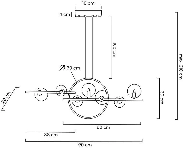 16W LED + 7xG9 pakabinamas šviestuvas ALURE LINE TWIN 90, juodas, 3000K, lemputės parduodamos atskirai
