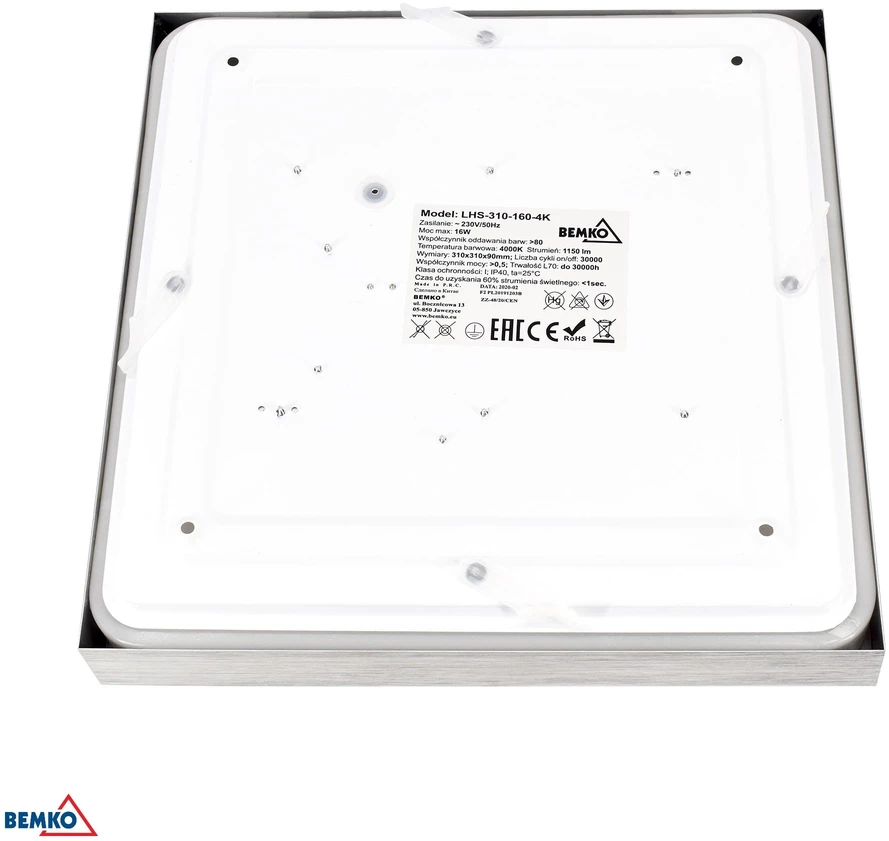 Bemko 16W LED paviršinė panelė TOFIR, aliuminio sp., 4000K, IP40