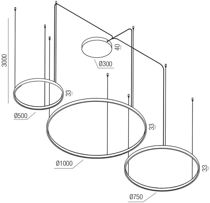 176W LED pakabinamas šviestuvas ORION, juodas, 2700/3000/4000K, dimeriuojamas, 01-3885