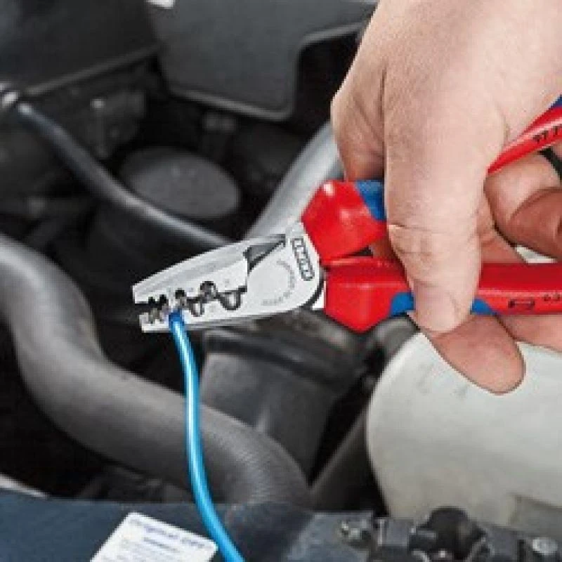 Knipex 180 mm laidų antgalių užspaudimo replės