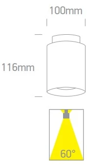 Lubinis šviestuvas 18+2W LED paviršinis šviestuvas, juodas, 3000K, 12120A/B/W