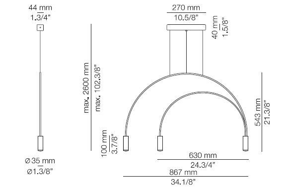 18,6W LED pakabinamas šviestuvas VOLTA, juodas, 3000K, dimeriuojamas