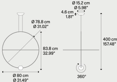 18+9W LED pakabinamas šviestuvas ELARA LARGE, juodas, 3000K, dimeriuojamas