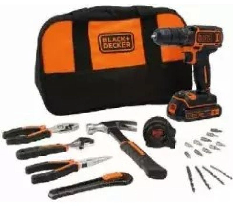Black & Decker Juodas & Decker Suktuvas-gręžtuvas Juodas & Decker BDCDC18HTSA-QW; 18 V; 1x1,5 Ah akum. + priedai