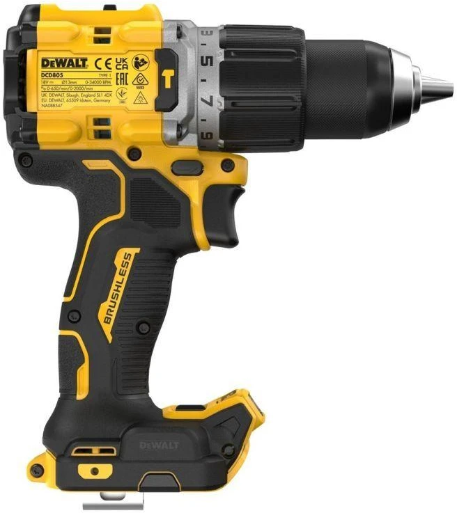 18V BL DCD805NT DEWALT Akumuliatorinis suktuvas-gręžtuvas
