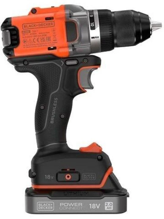 juodas+decker Cordless Drill Driver 18V BLD682XN-XJ Juodas+DECKER