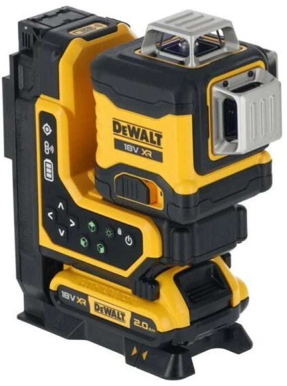 Dewalt 18V XR 3x360 žalias lazeris su nuotolinio valdymo pulteliu, 1x2Ah