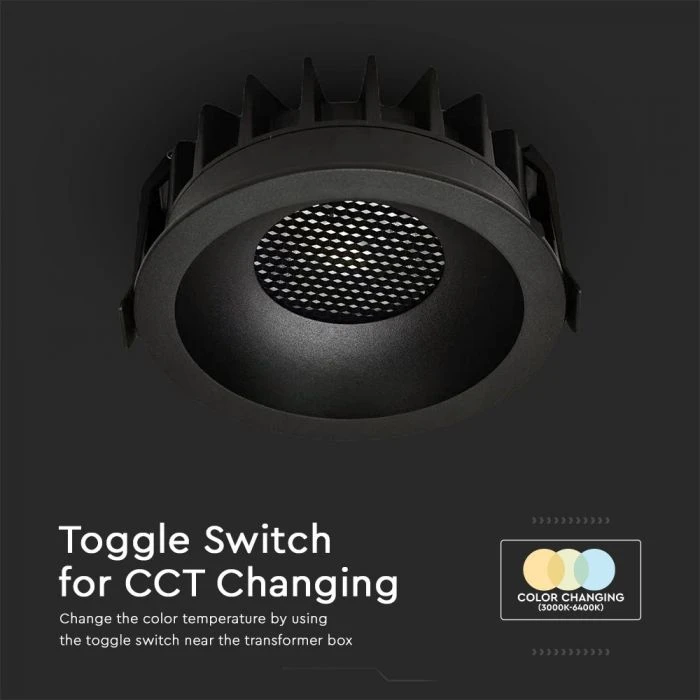 18W LED įleidžiamas šviestuvas, juodos sp., 3000-6400K, 24°
